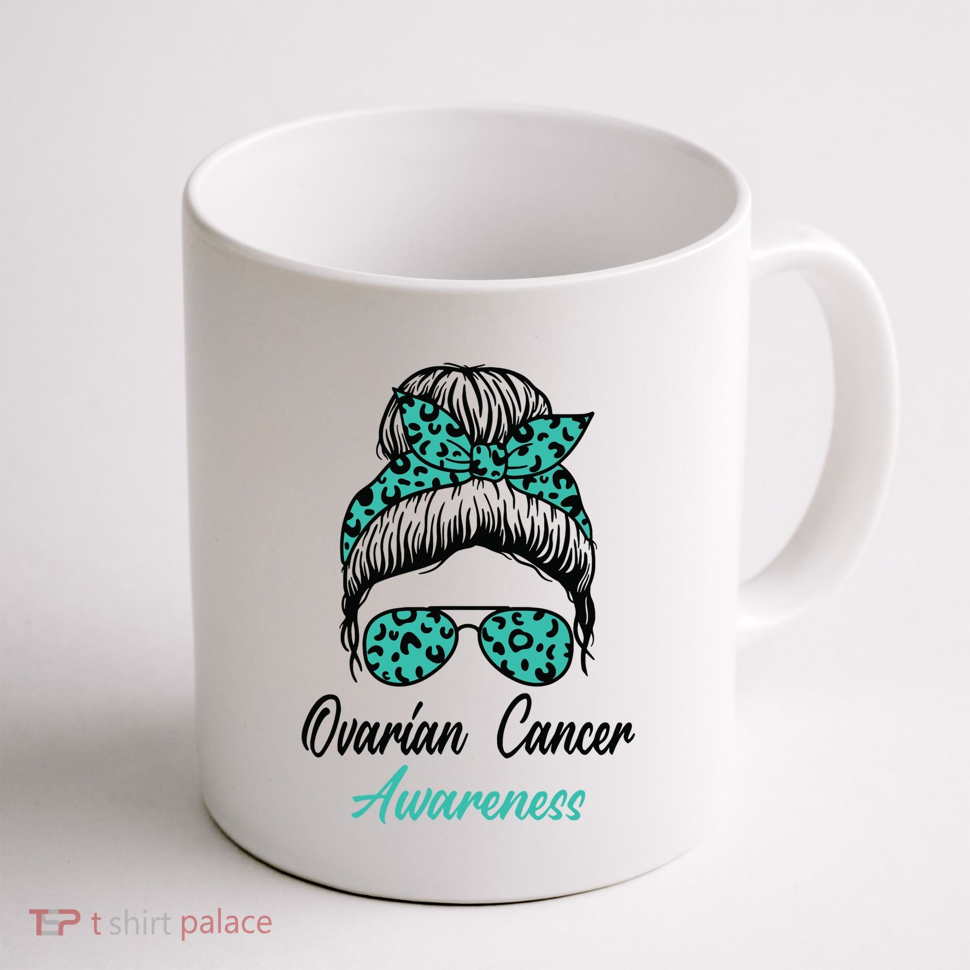 Ovarian Cancer Awareness Messy Bun Support Women Coffee Mug