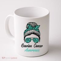 Ovarian Cancer Awareness Messy Bun Support Women Coffee Mug thumb 0