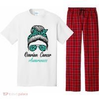 Ovarian Cancer Awareness Messy Bun Support Women Pajama Set thumb 0