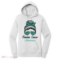 Ovarian Cancer Awareness Messy Bun Support Women Women's Hoodie thumb 0