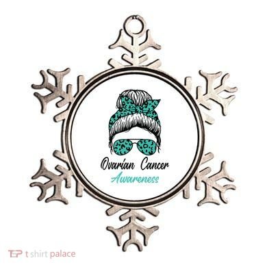 Ovarian Cancer Awareness Messy Bun Support Women Ornament