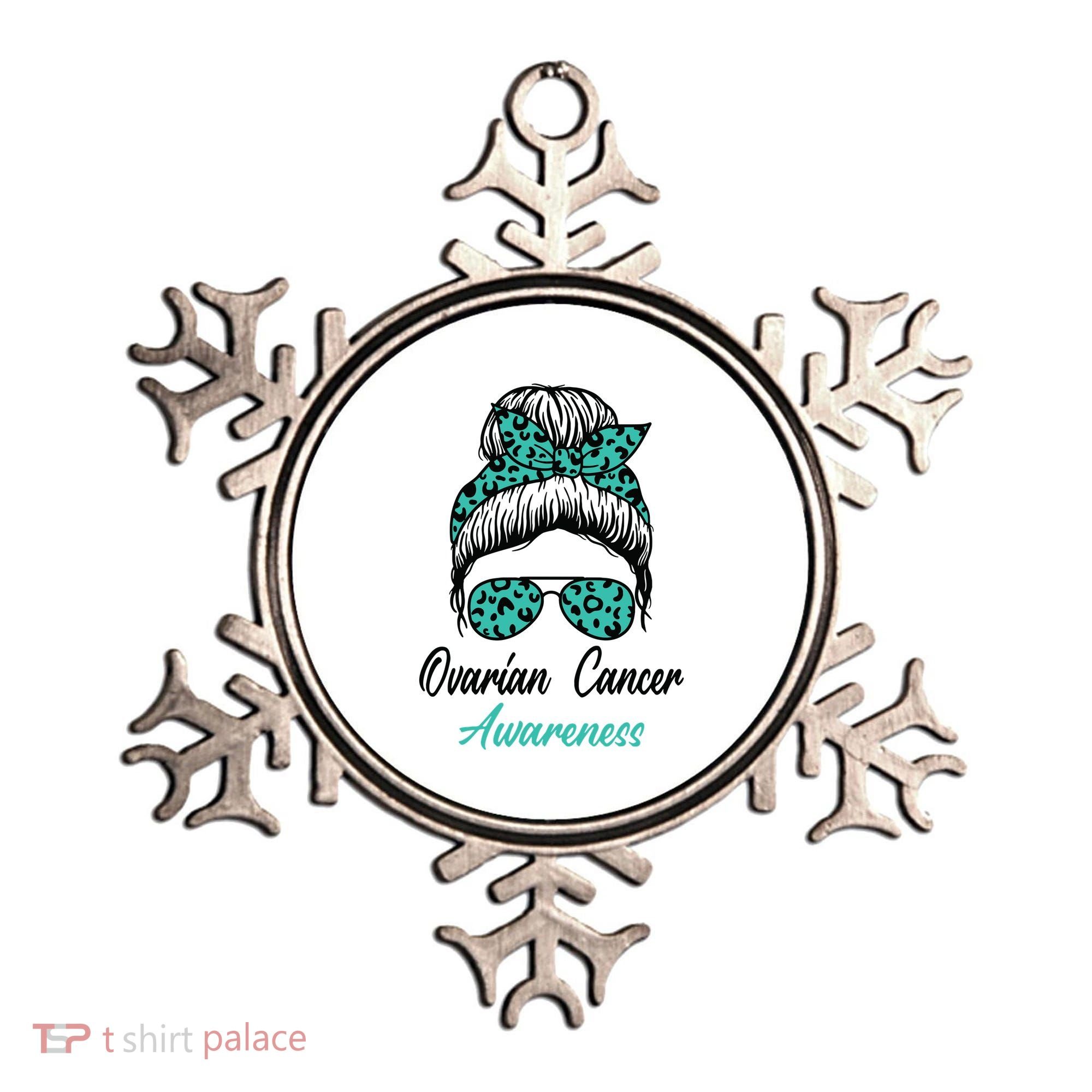 Ovarian Cancer Awareness Messy Bun Support Women Ornament