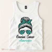 Ovarian Cancer Awareness Messy Bun Support Women Tank Top thumb 2