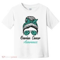 Ovarian Cancer Awareness Messy Bun Support Women Toddler T-Shirt thumb 0