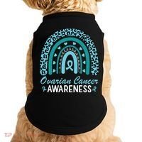 Ovarian Cancer Awareness Month Teal Rainbow Ribbon Doggie Tank thumb 0