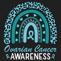 Ovarian Cancer Awareness Month Teal Rainbow Ribbon Beanie thumb 2
