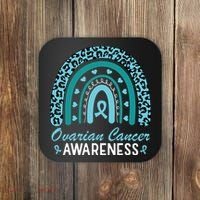 Ovarian Cancer Awareness Month Teal Rainbow Ribbon Coaster thumb 0