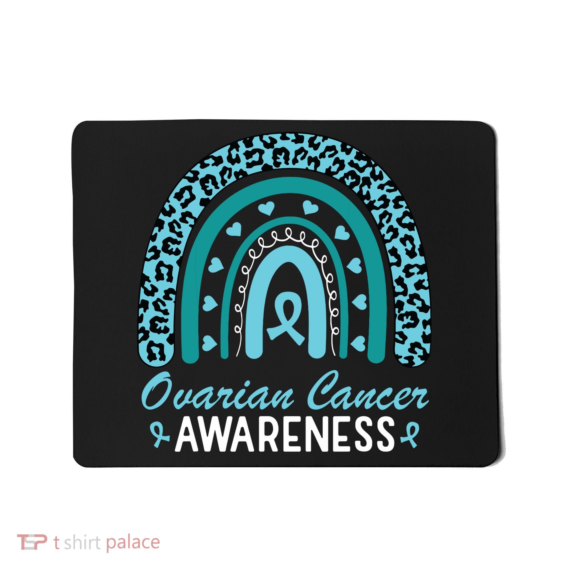 Ovarian Cancer Awareness Month Teal Rainbow Ribbon Mousepad