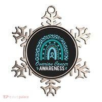 Ovarian Cancer Awareness Month Teal Rainbow Ribbon Ornament thumb 0