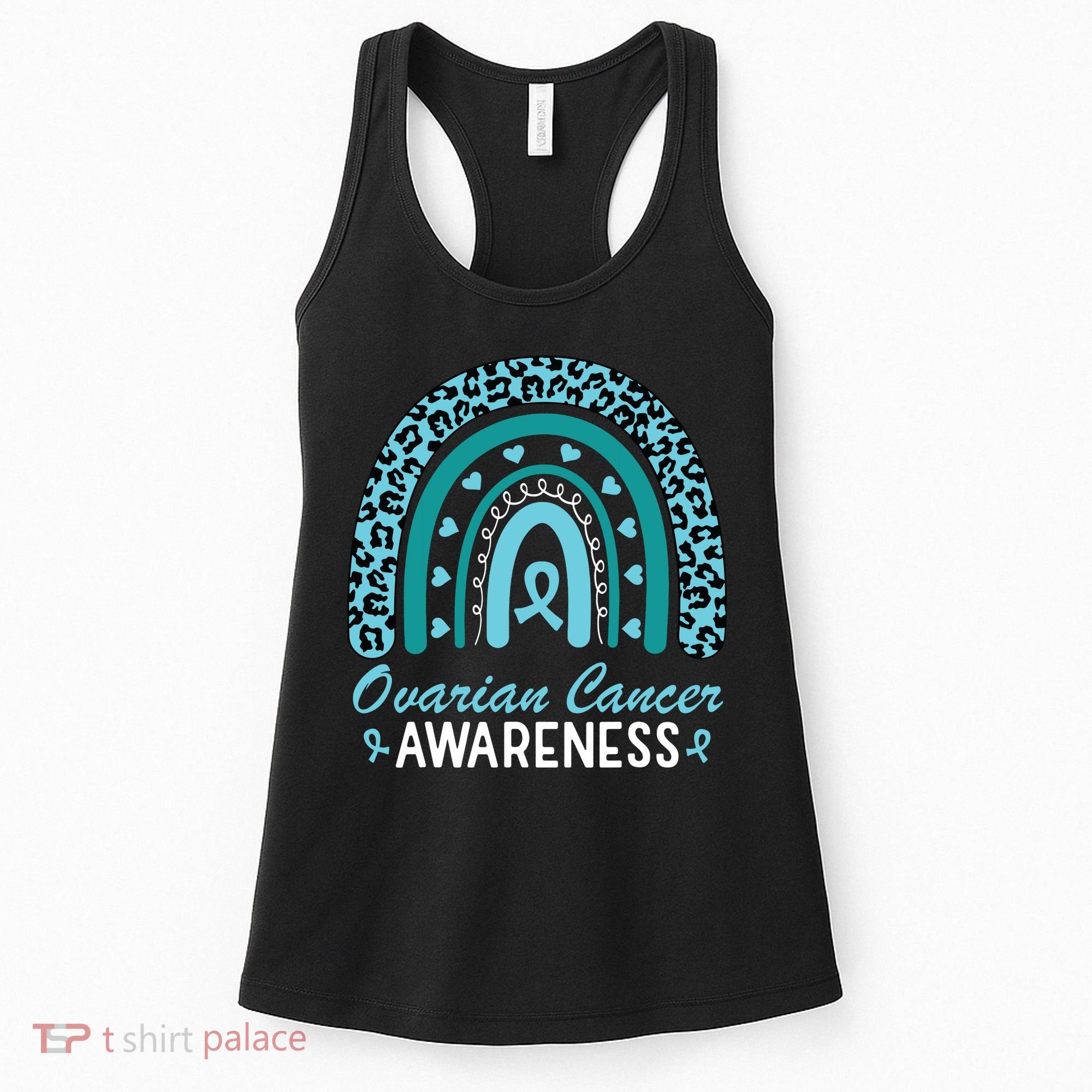 Ovarian Cancer Awareness Month Teal Rainbow Ribbon Women's Tank Top