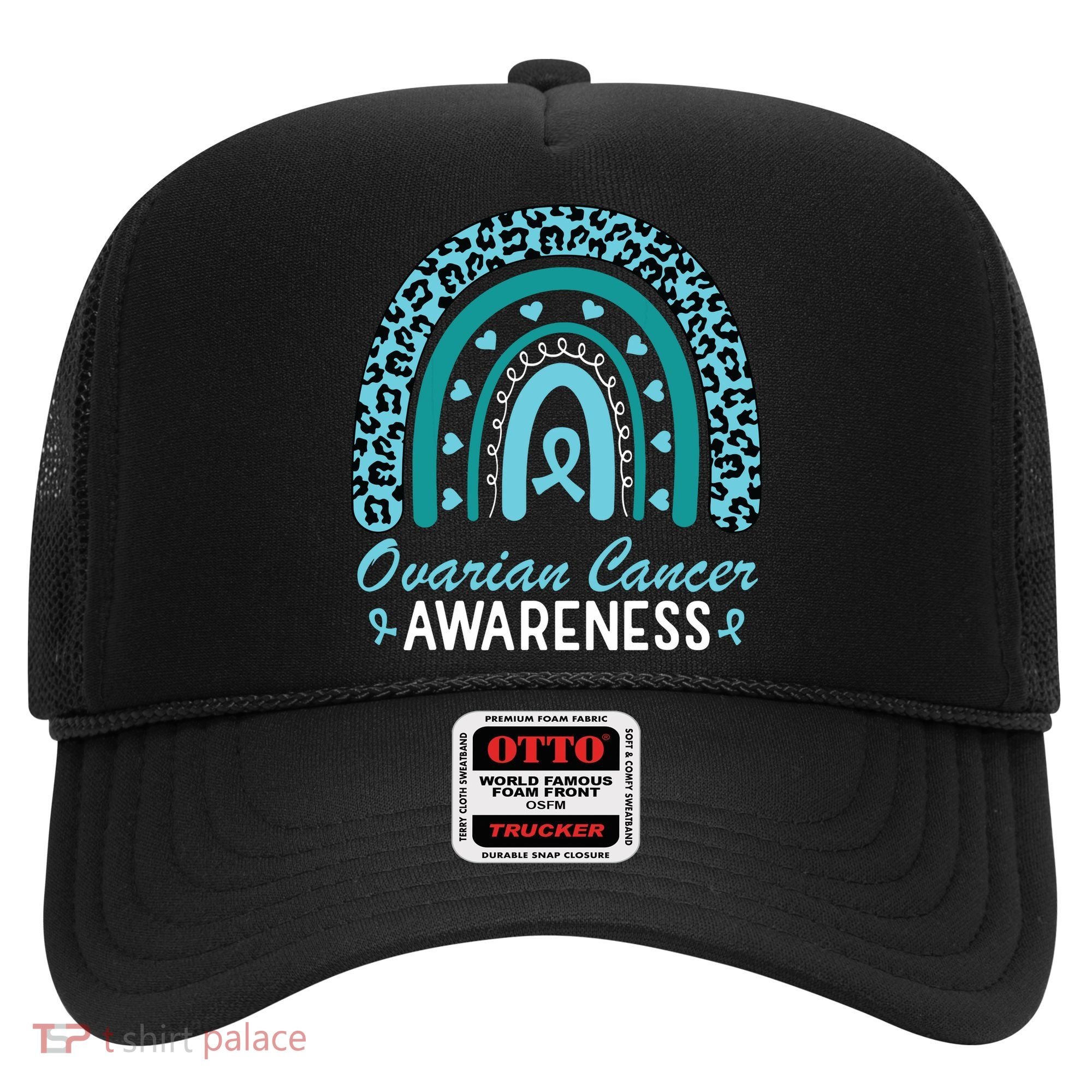 Ovarian Cancer Awareness Month Teal Rainbow Ribbon Hat
