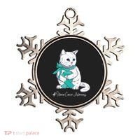 Ovarian Cancer Awareness Month Teal Ribbon Cat Ornament thumb 0