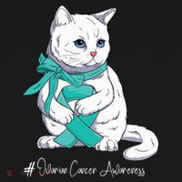 Ovarian Cancer Awareness Month Teal Ribbon Cat Ornament thumb 1