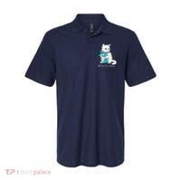Ovarian Cancer Awareness Month Teal Ribbon Cat Polo thumb 0