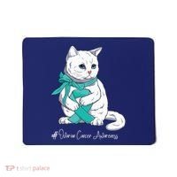 Ovarian Cancer Awareness Month Teal Ribbon Cat Mousepad thumb 0
