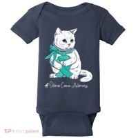 Ovarian Cancer Awareness Month Teal Ribbon Cat Baby Bodysuit thumb 0