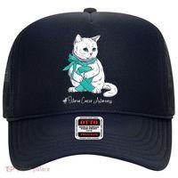 Ovarian Cancer Awareness Month Teal Ribbon Cat Hat thumb 0