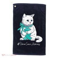 Ovarian Cancer Awareness Month Teal Ribbon Cat Golf Towel thumb 0