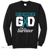 Ovarian Cancer Awareness By The Grace Of Im A Survivor Sweatshirt thumb 0