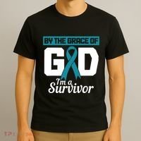 Ovarian Cancer Awareness By The Grace Of Im A Survivor T-Shirt thumb 3