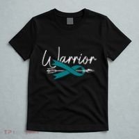 Ovarian Cancer Awareness Month Woman Teal Ribbon Warrior T-Shirt thumb 5