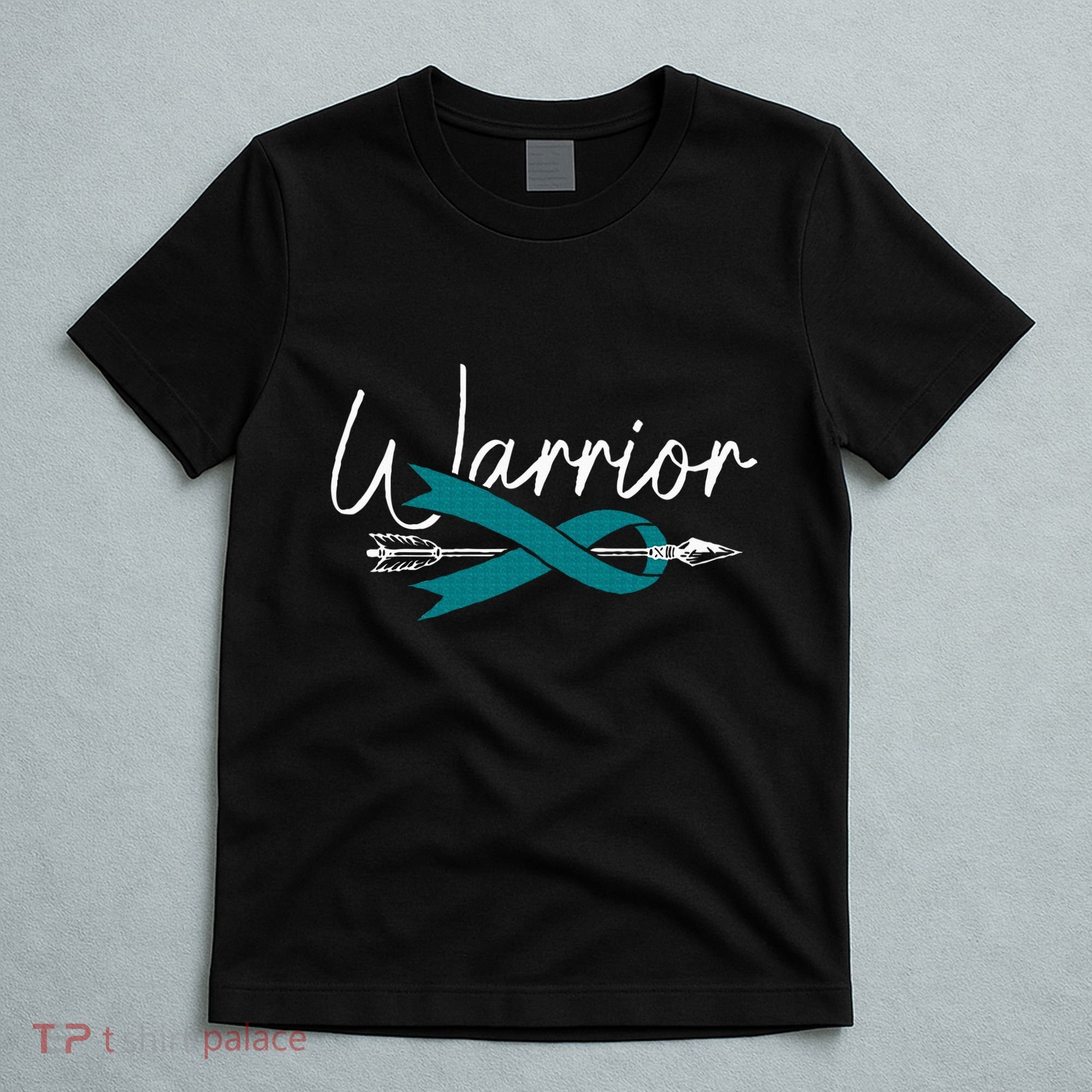 Ovarian Cancer Awareness Month Woman Teal Ribbon Warrior T-Shirt