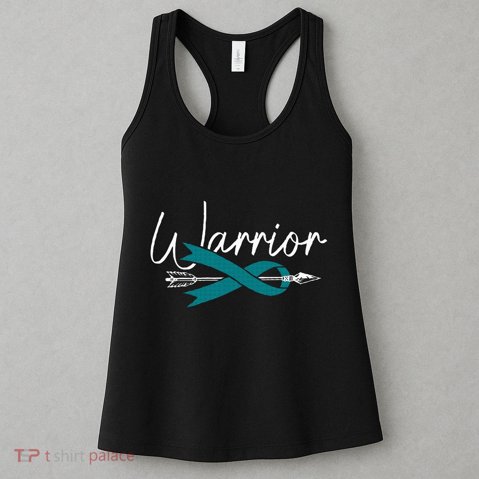 Ovarian Cancer Awareness Month Woman Teal Ribbon Warrior Women's Tank Top