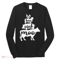Oink Cluck Baa Moo Birthday Pig Chicken Cow Farmer Long Sleeve Shirt thumb 0