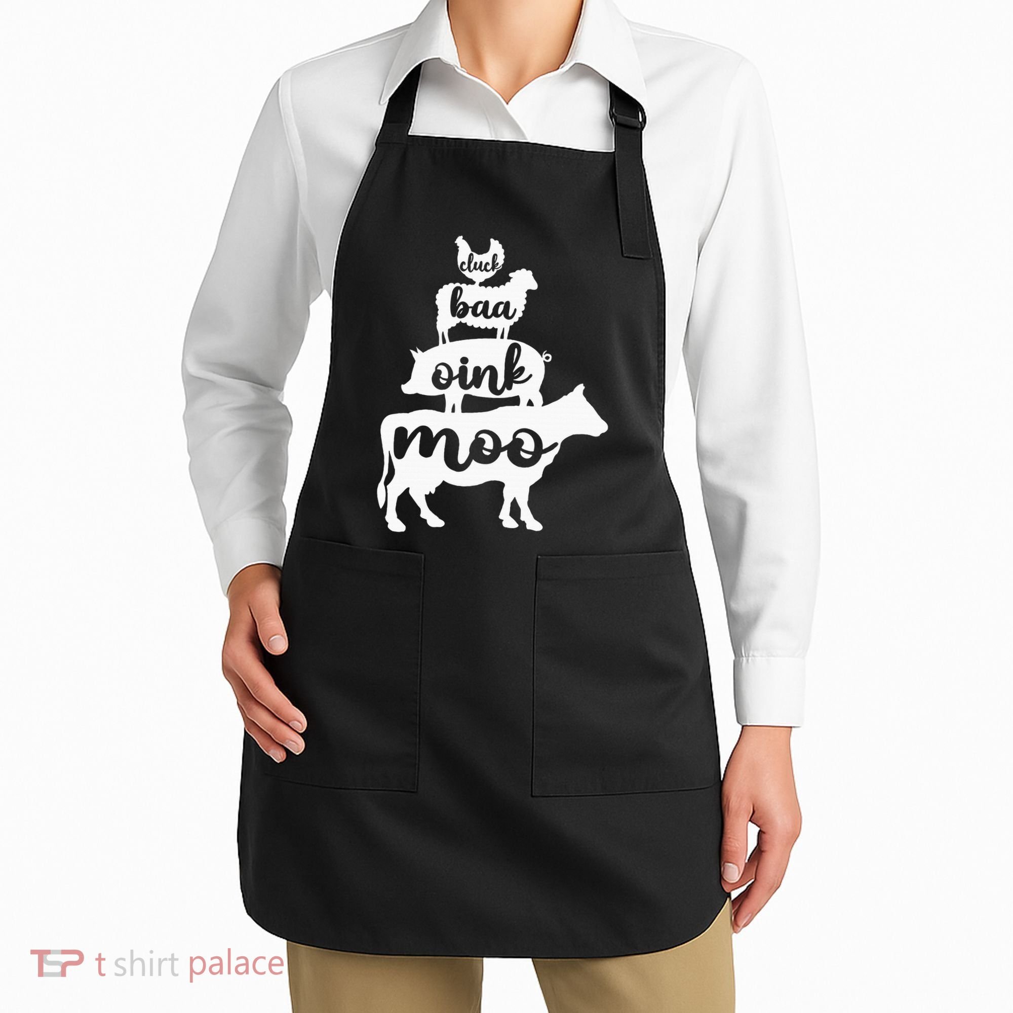 Oink Cluck Baa Moo Birthday Pig Chicken Cow Farmer Apron
