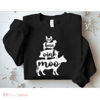 Oink Cluck Baa Moo Birthday Pig Chicken Cow Farmer Sweatshirt thumb 2
