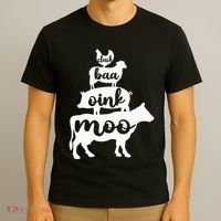 Oink Cluck Baa Moo Birthday Pig Chicken Cow Farmer T-Shirt thumb 3