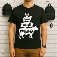 Oink Cluck Baa Moo Birthday Pig Chicken Cow Farmer T-Shirt thumb 6