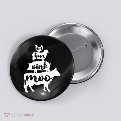 Oink Cluck Baa Moo Birthday Pig Chicken Cow Farmer Button