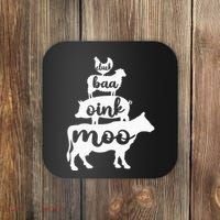 Oink Cluck Baa Moo Birthday Pig Chicken Cow Farmer Coaster thumb 0