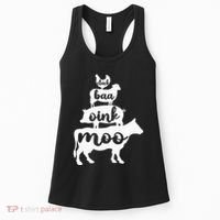 Oink Cluck Baa Moo Birthday Pig Chicken Cow Farmer Women's Tank Top thumb 0