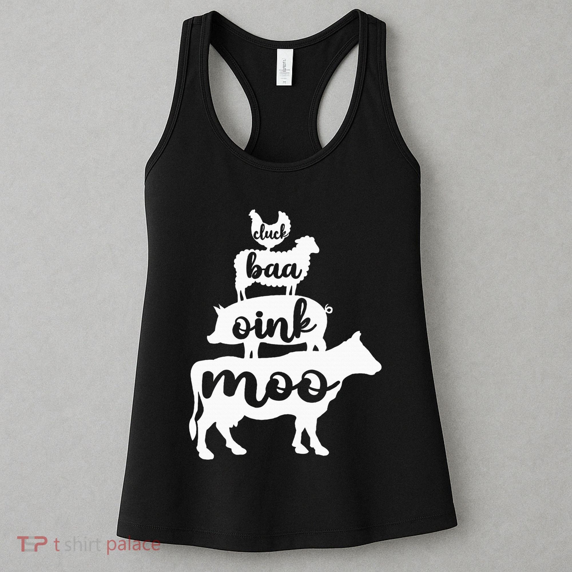 Oink Cluck Baa Moo Birthday Pig Chicken Cow Farmer Women's Tank Top