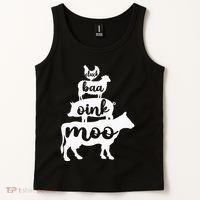 Oink Cluck Baa Moo Birthday Pig Chicken Cow Farmer Tank Top thumb 2
