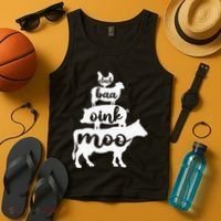 Oink Cluck Baa Moo Birthday Pig Chicken Cow Farmer Tank Top thumb 4
