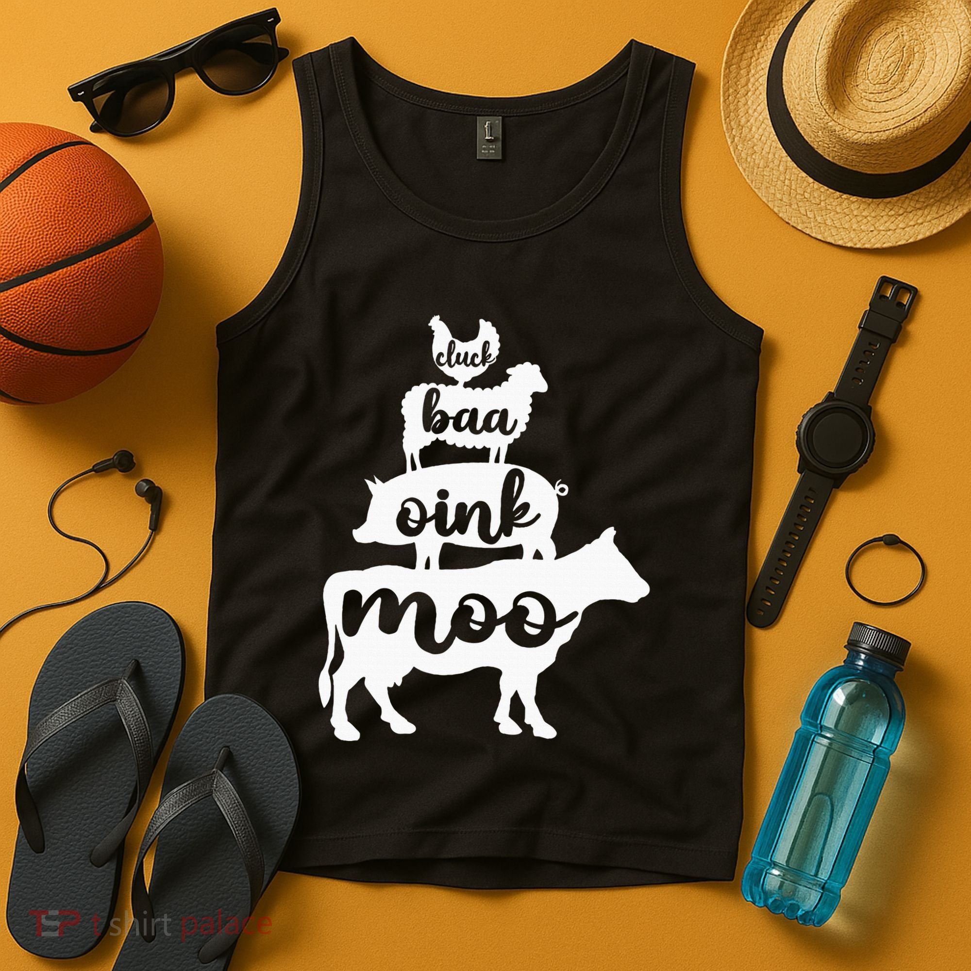 Oink Cluck Baa Moo Birthday Pig Chicken Cow Farmer Tank Top