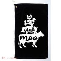 Oink Cluck Baa Moo Birthday Pig Chicken Cow Farmer Golf Towel thumb 0
