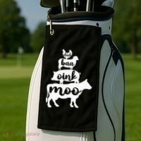 Oink Cluck Baa Moo Birthday Pig Chicken Cow Farmer Golf Towel thumb 2