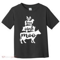 Oink Cluck Baa Moo Birthday Pig Chicken Cow Farmer Toddler T-Shirt thumb 0