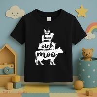 Oink Cluck Baa Moo Birthday Pig Chicken Cow Farmer Toddler T-Shirt thumb 3