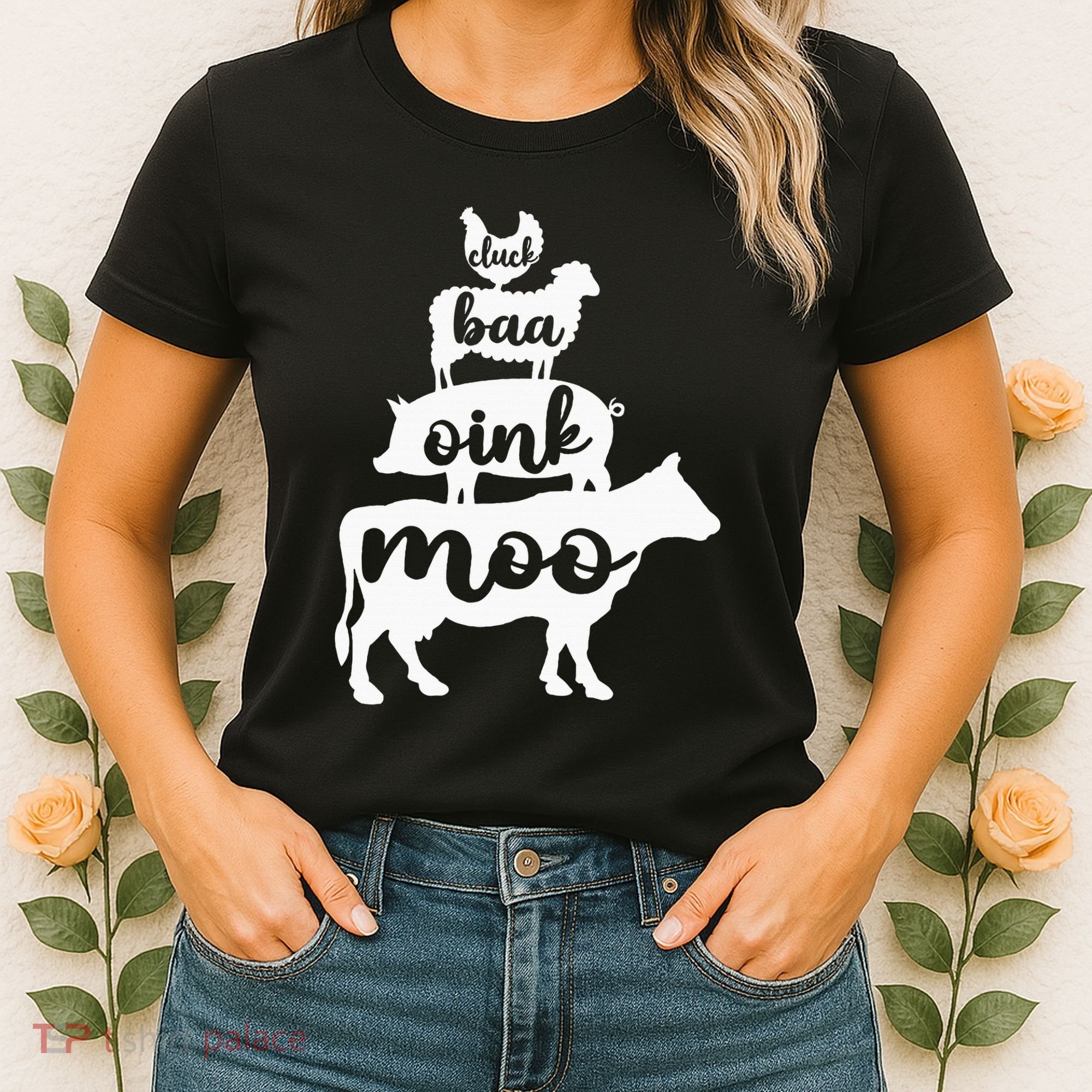 Oink Cluck Baa Moo Birthday Pig Chicken Cow Farmer Women's T-Shirt