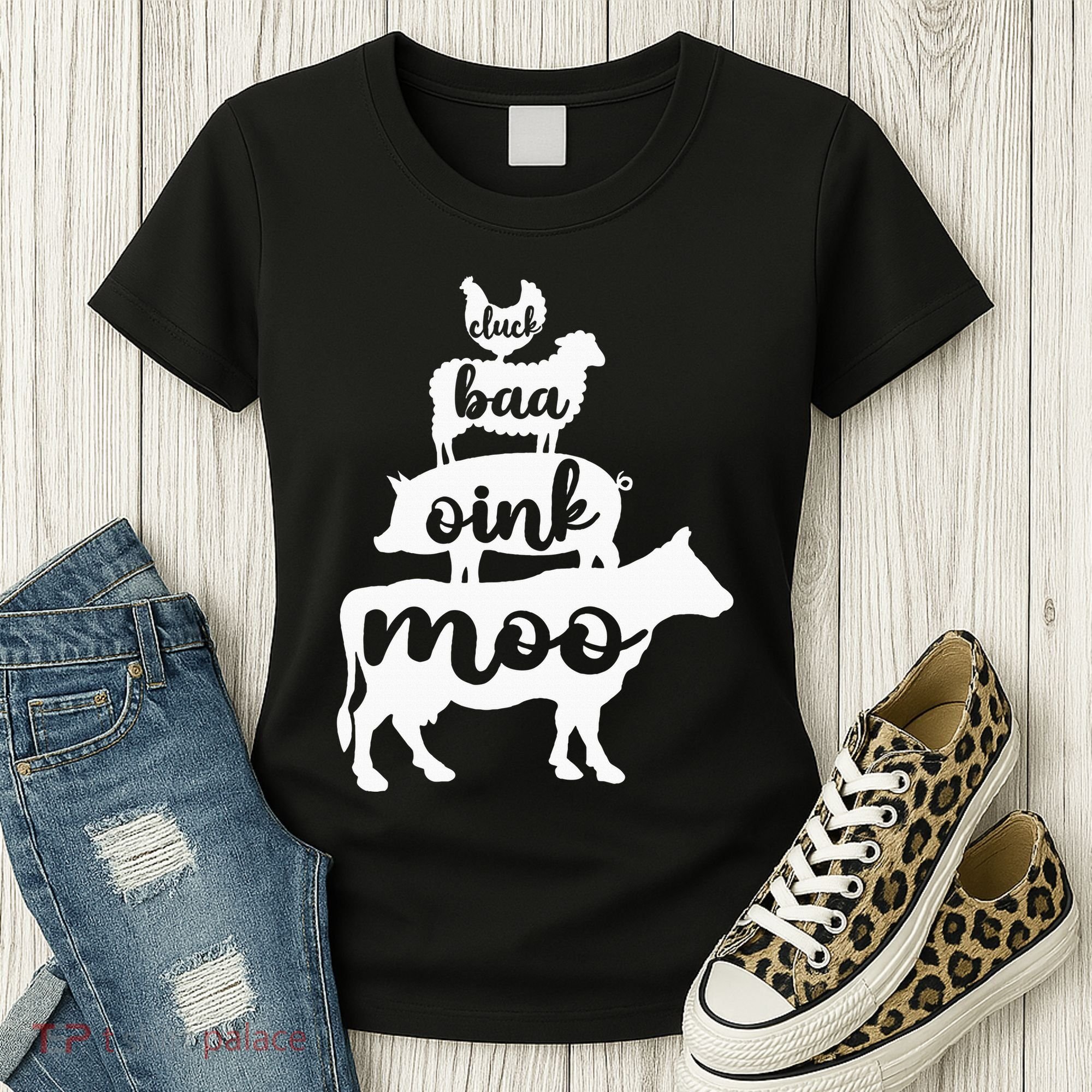 Oink Cluck Baa Moo Birthday Pig Chicken Cow Farmer Women's T-Shirt