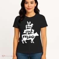 Oink Cluck Baa Moo Birthday Pig Chicken Cow Farmer Women's T-Shirt thumb 4
