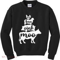 Oink Cluck Baa Moo Birthday Pig Chicken Cow Farmer Kids Sweatshirt thumb 0