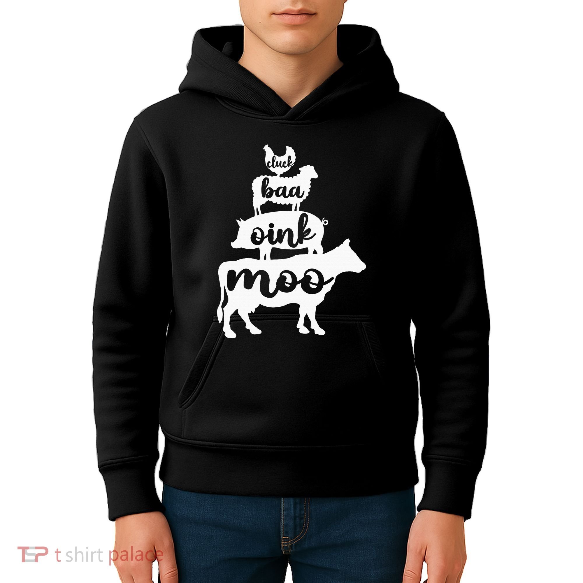 Oink Cluck Baa Moo Birthday Pig Chicken Cow Farmer Kids Hoodie