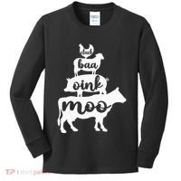 Oink Cluck Baa Moo Birthday Pig Chicken Cow Farmer Kids Long Sleeve Shirt thumb 0