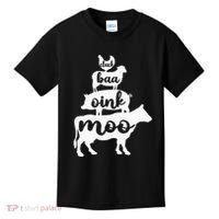 Oink Cluck Baa Moo Birthday Pig Chicken Cow Farmer Kids T-Shirt thumb 0